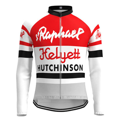 Helyett - Rotes Vintage-Langarm-Radtrikot-Oberteil