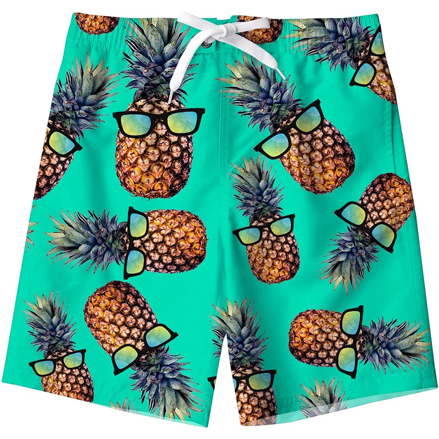 Lustige Badehose mit Ananas-Motiv für Jungen in Grün