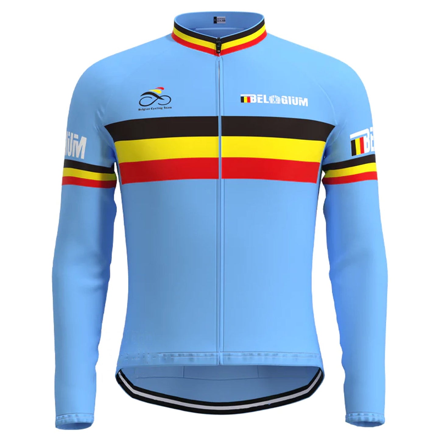 BELGIUM Blauw Vintage Lange Mouw Fietsshirt Top