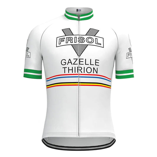 Frisol Groen Geel Korte Mouw Vintage Fietsshirt Top