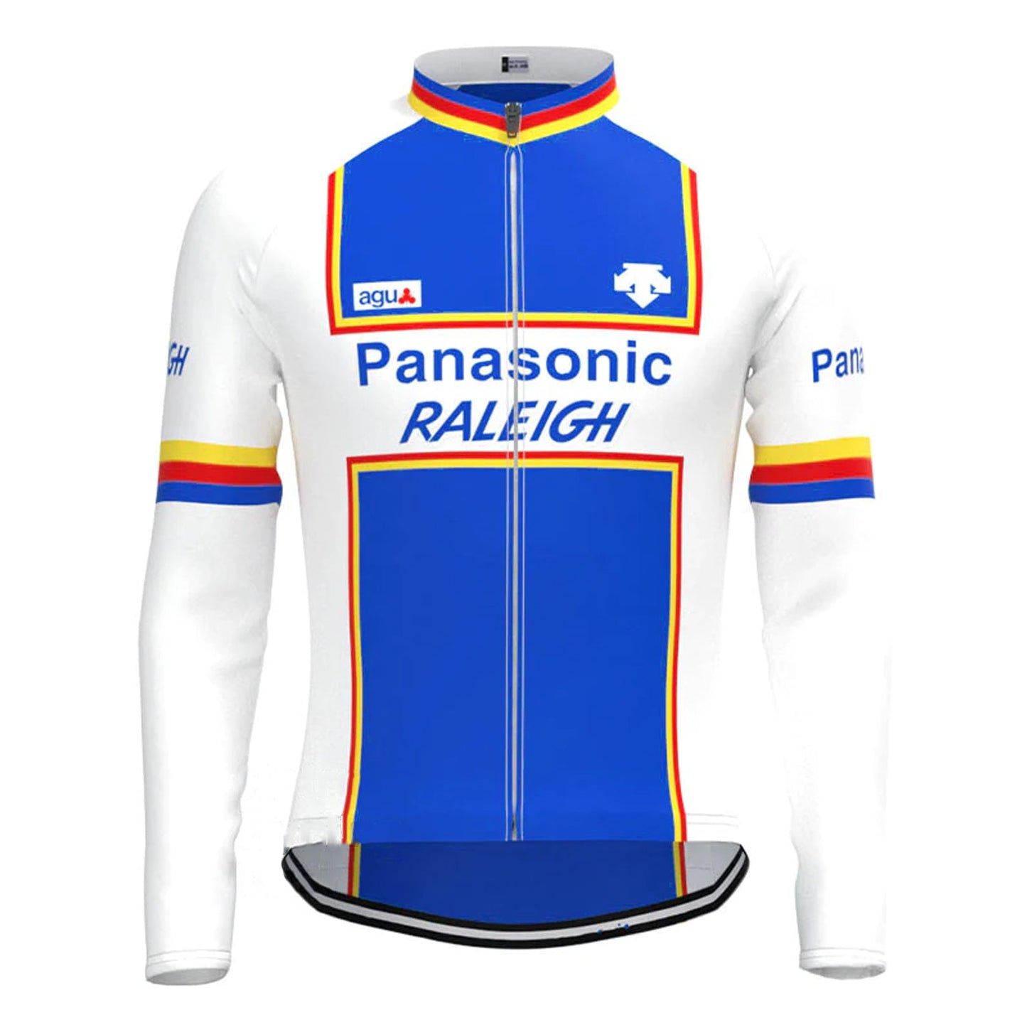 Panasonic Blue Vintage Lange Mouw Fietsshirt Top