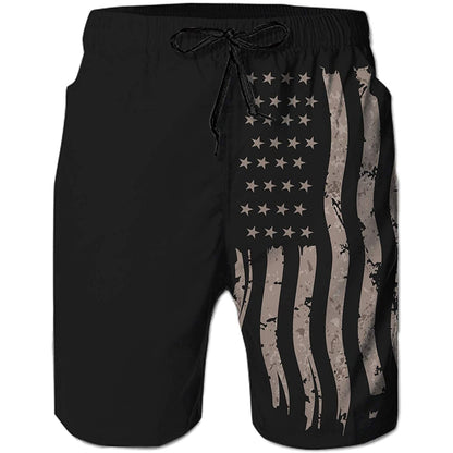 Schwarze lustige Badehose mit amerikanischer Flagge