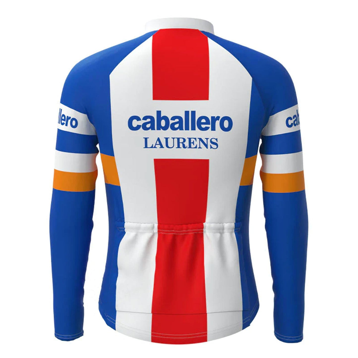 Caballero Blau Weiß Rot Vintage Langarm Radtrikot Top