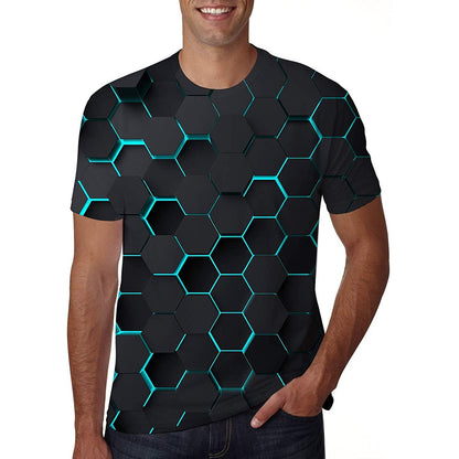 Lustiges T-Shirt mit Bienenwaben-Motiv, Blau