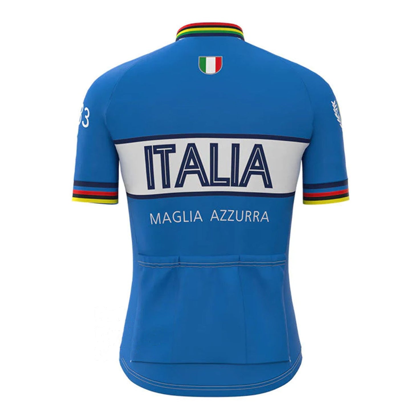 Maglia Azzurra Italia blauwe vintage fietsshirt met korte mouwen