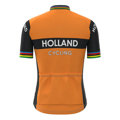 Holland Orange Vintage Korte Mouw Fietsshirt Top