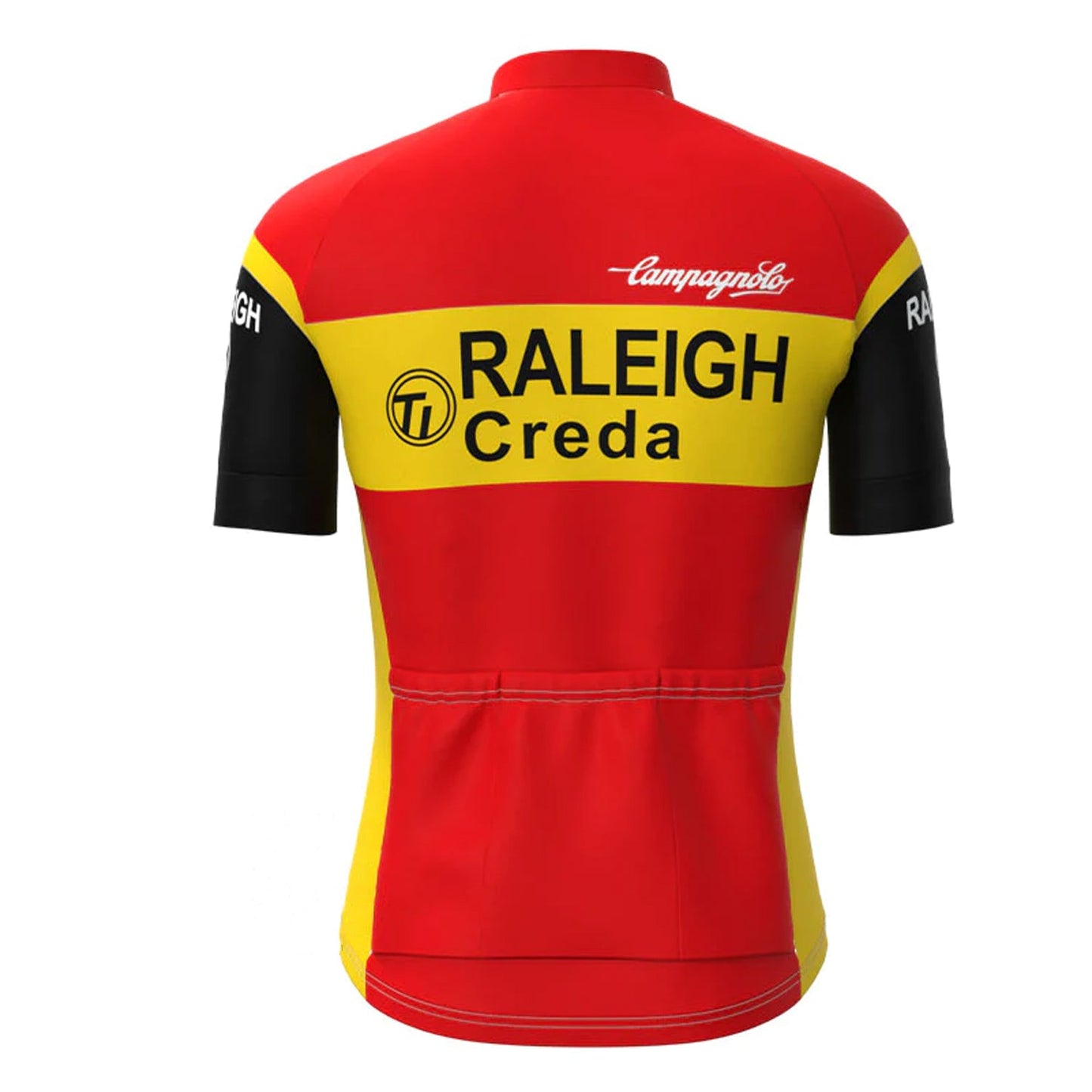 TI-Raleigh – Rotes Vintage-Radsport-Trikot mit kurzen Ärmeln