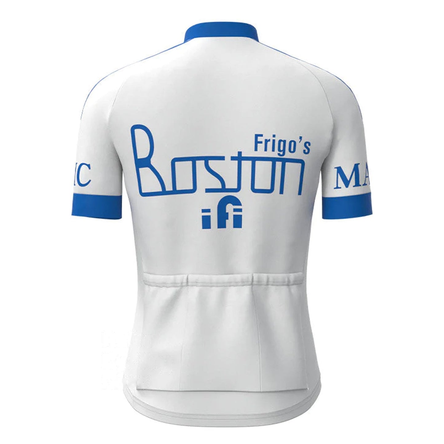 Boston–Mavic Wit Vintage Korte Mouw Fietsshirt Top