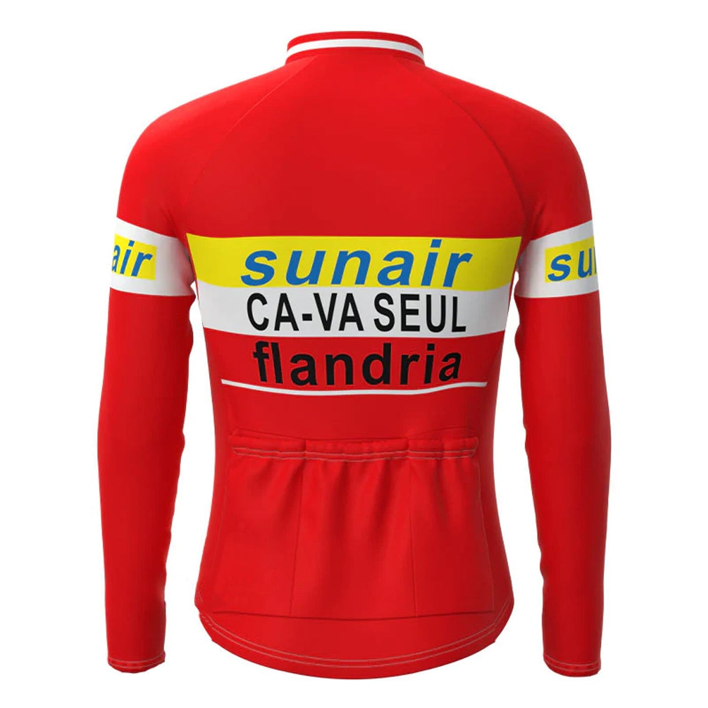 Sunair CA-VA Seul Flandria Rotes Vintage-Langarm-Radtrikot-Oberteil