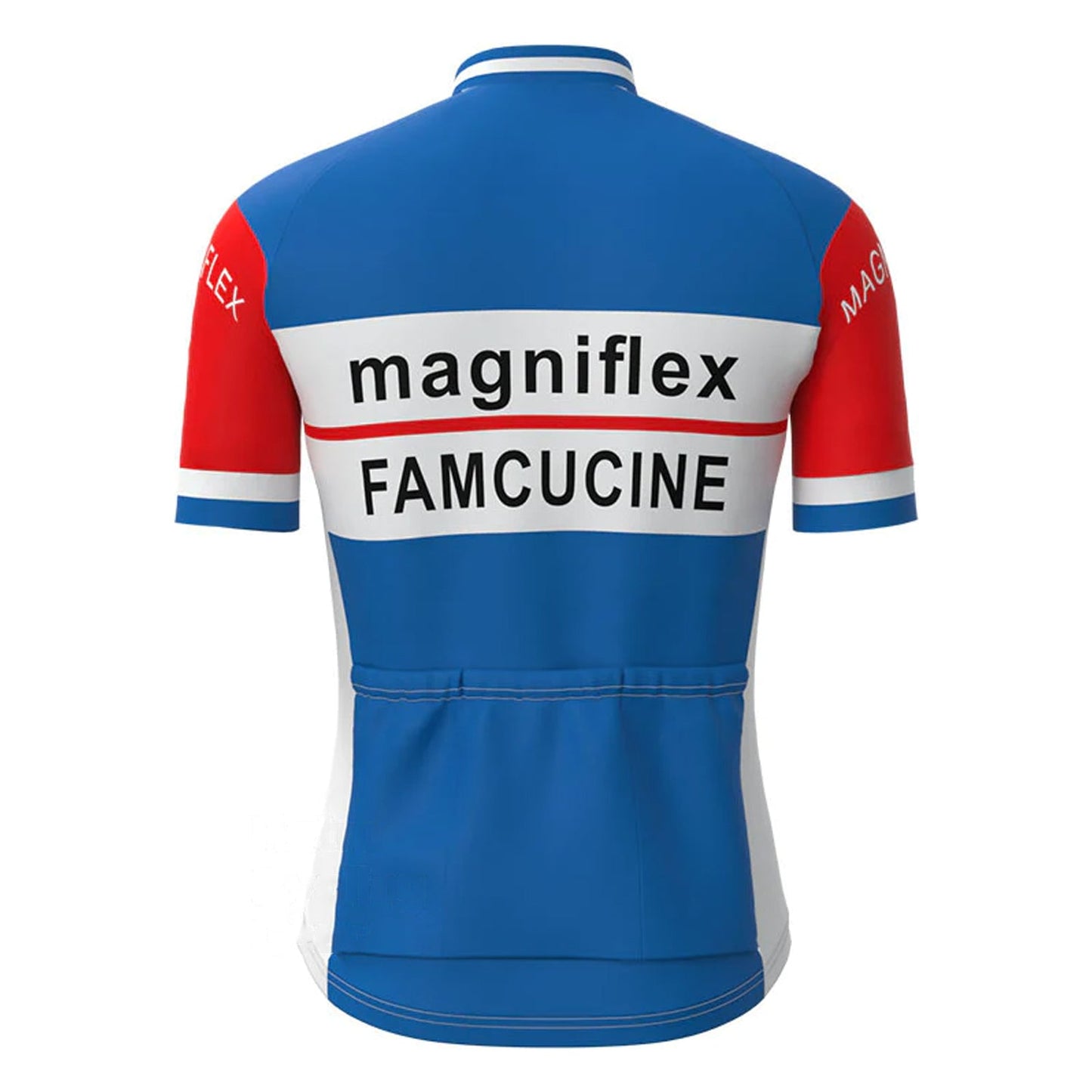 Magniflex Famcucine Blauw Korte Mouw Vintage Fietsshirt Top