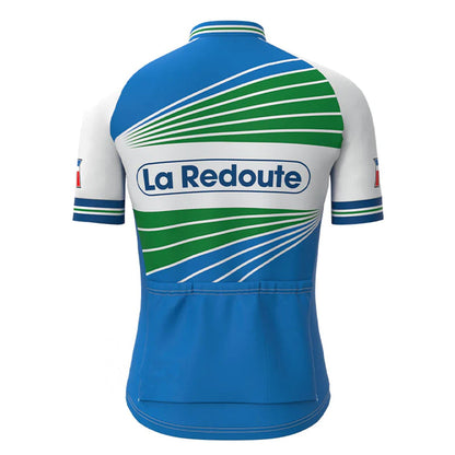 La Redoute blauwe vintage fietsshirt met korte mouwen