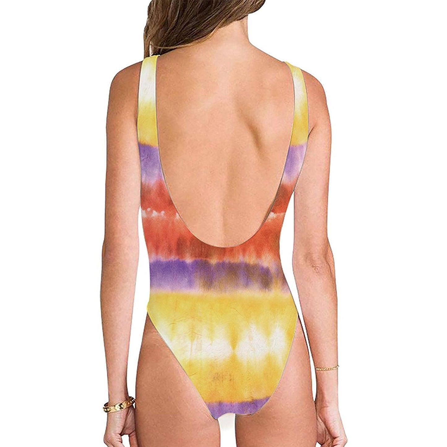 Yellow Tie Dye Funny One Piece Swimsuit