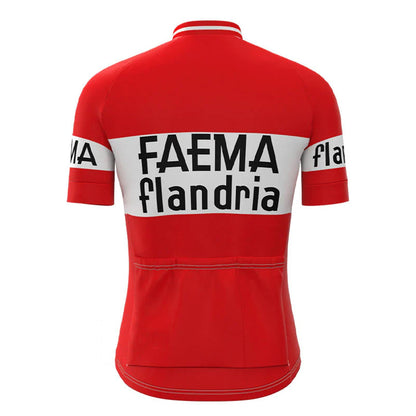 Faema Flandria Rood Vintage Korte Mouw Fietsshirt Top