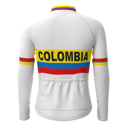 Colombia Wit Vintage Lange Mouw Fietsshirt Top