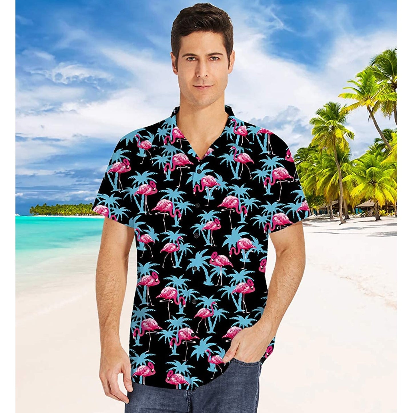 Palm Tree Flamingo Funny Hawaiian Shirt