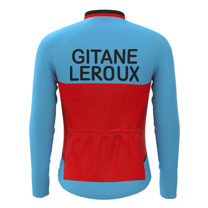 GITANE Leroux Blau-Rot Langarm-Radsport-Trikot im Vintage-Stil