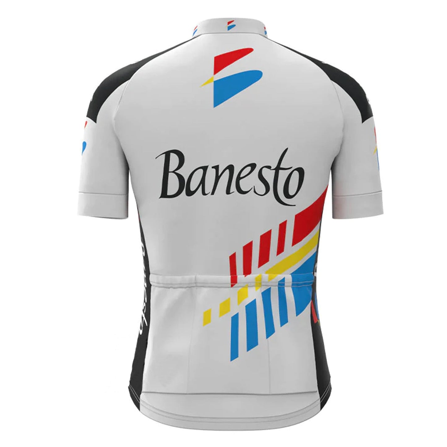 Banesto – Weißes, kurzärmliges Vintage-Radsport-Trikot