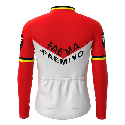 Faema Rood Wit Vintage Lange Mouw Fietsshirt Top