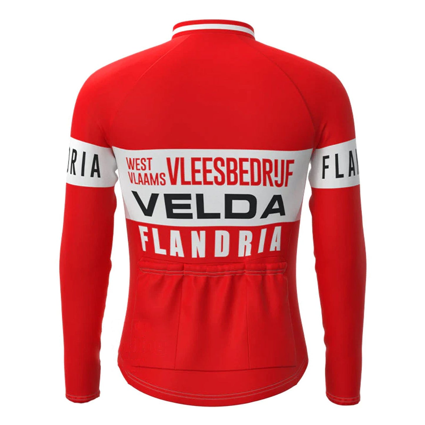 VELDA Flandria Rood Vintage Lange Mouw Fietsshirt Top