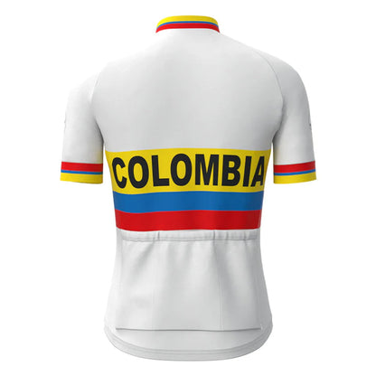 Colombia Wit Vintage Korte Mouw Fietsshirt Top