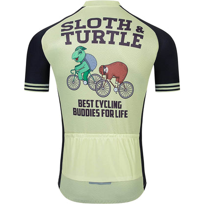 Turtle &amp; Sloth Heren Grappig MTB Korte Mouw Fietsshirt Top