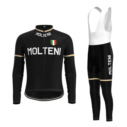 Molteni – Passendes Set aus langärmeligem Radtrikot in Schwarz