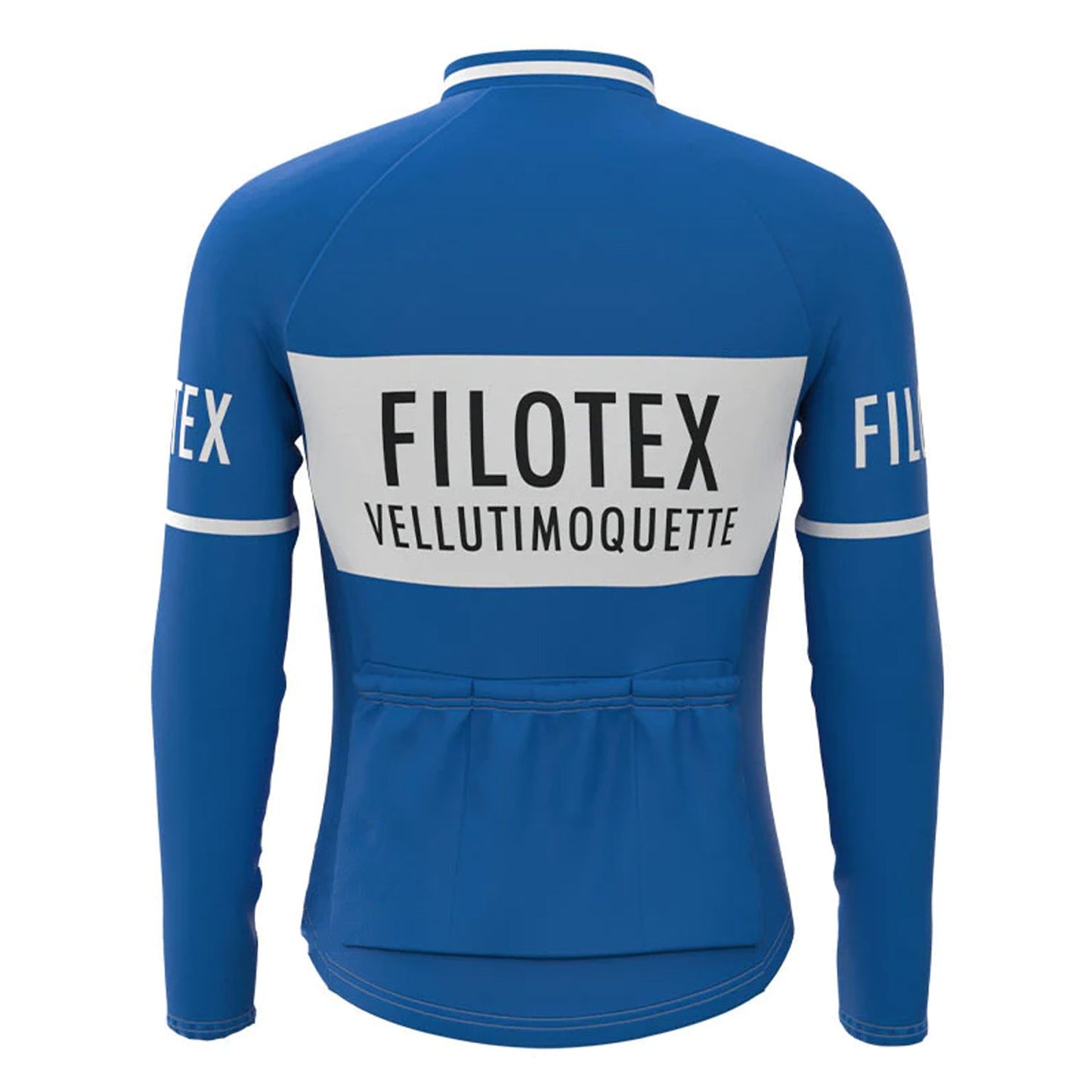 Filotex - Blaues, langärmliges Vintage-Radsport-Trikot