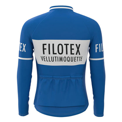 Filotex - Blaues, langärmliges Vintage-Radsport-Trikot