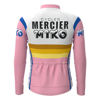 Mercier Pink Vintage Langarm-Radtrikot-Oberteil