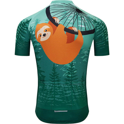 Forest Sloth Heren Grappig MTB Korte Mouw Fietsshirt Top