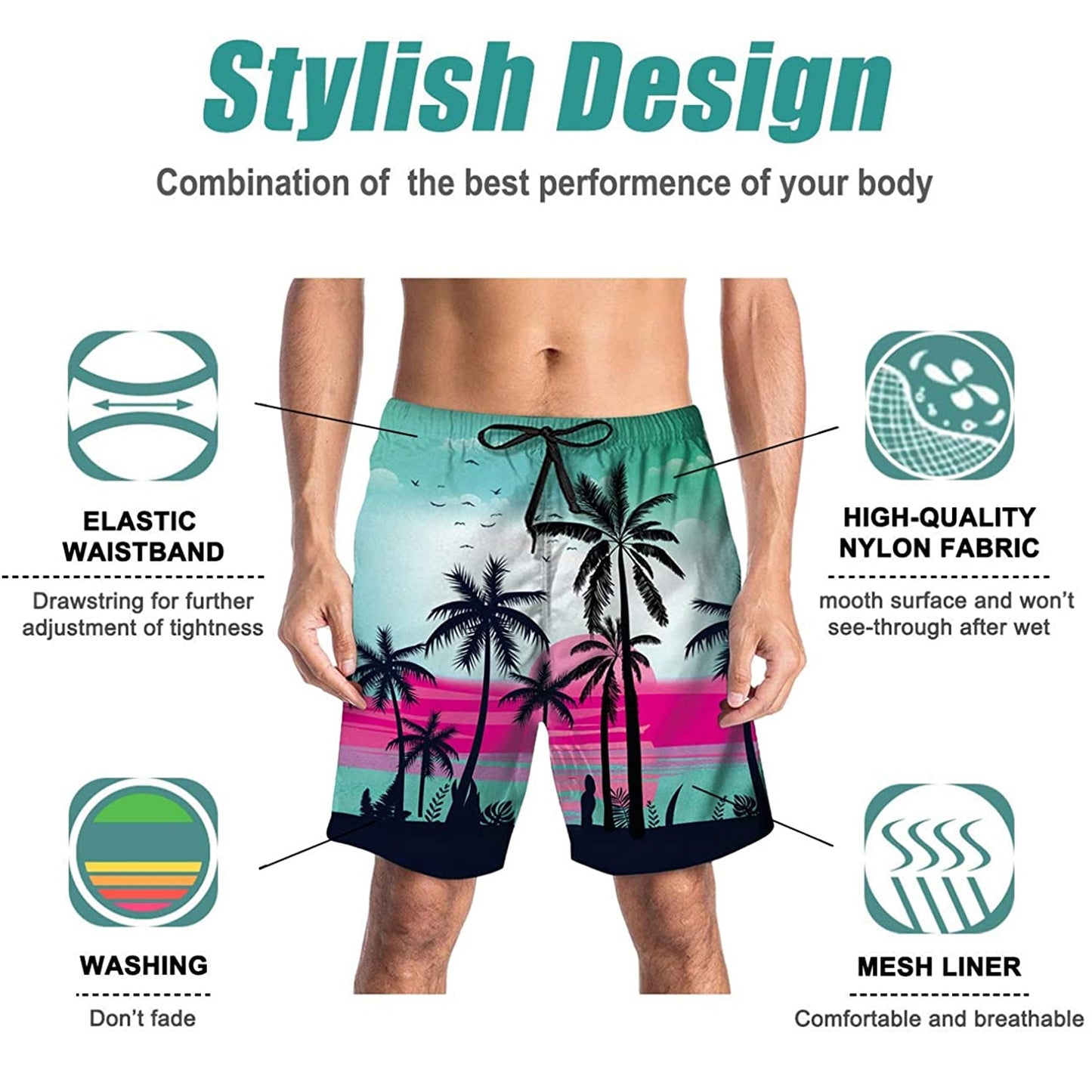 Palm Tree Funny Swim Trunks