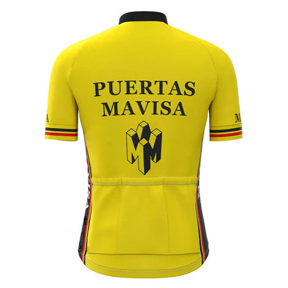 Puertas Mavisa Geel Vintage Korte Mouw Fietsshirt Top