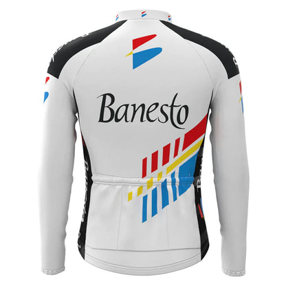 Banesto Wit Vintage Lange Mouw Fietsshirt Top