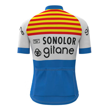 Sonolor Gitane Wit Vintage Korte Mouw Fietsshirt Top