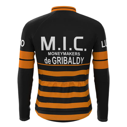 MIC – Schwarzes, langärmliges Vintage-Radsport-Trikot