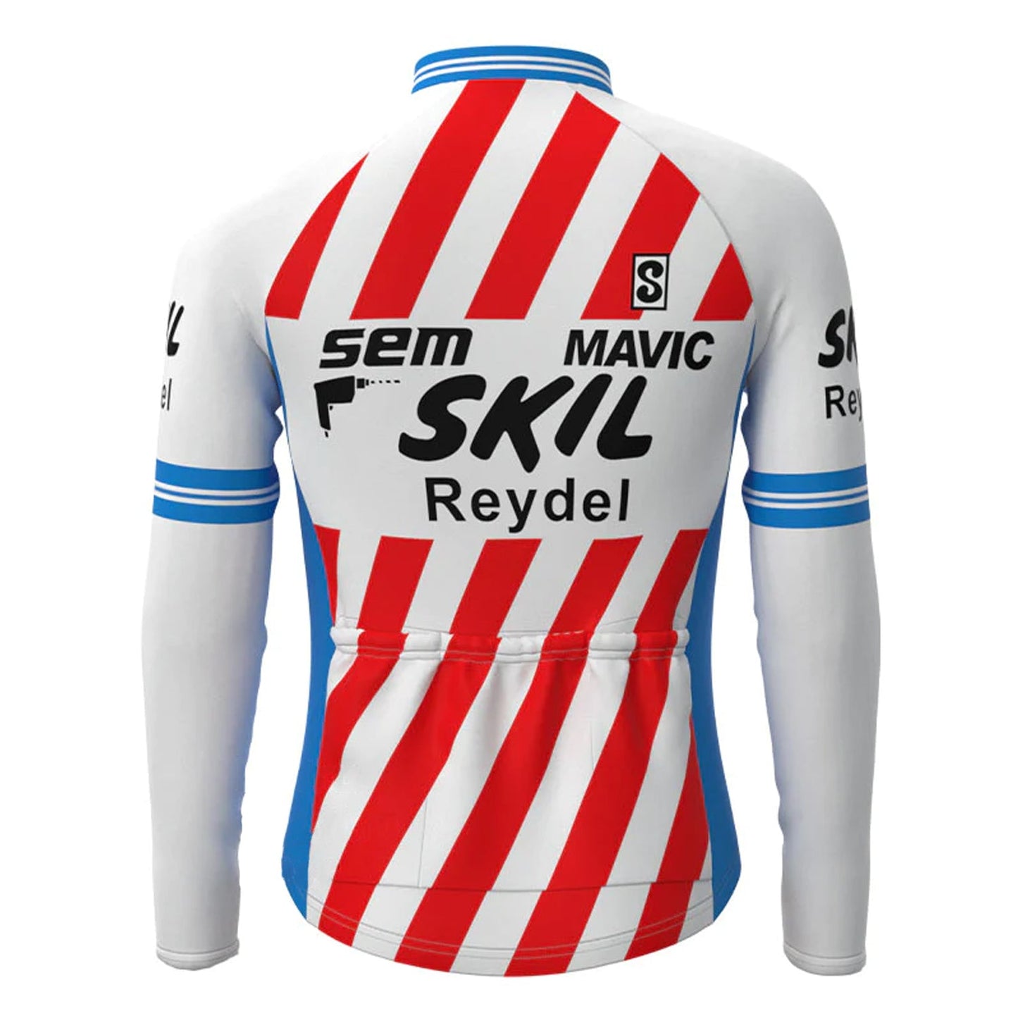 Skil Reydel Sem Mavic Langarm-Radtrikot mit roten Streifen, passendes Set