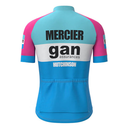 Gan Mercier Hutchinson Blauw Roze Vintage Korte Mouw Fietsshirt Top