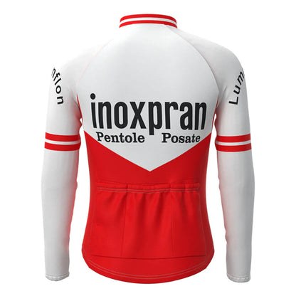 Inoxpran Wit Rood Vintage Lange Mouw Fietsshirt Top