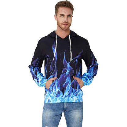 Lustiger Kapuzenpullover mit blauer Flamme