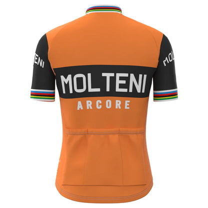 Molteni Oranje Vintage Korte Mouw Fietsshirt Top