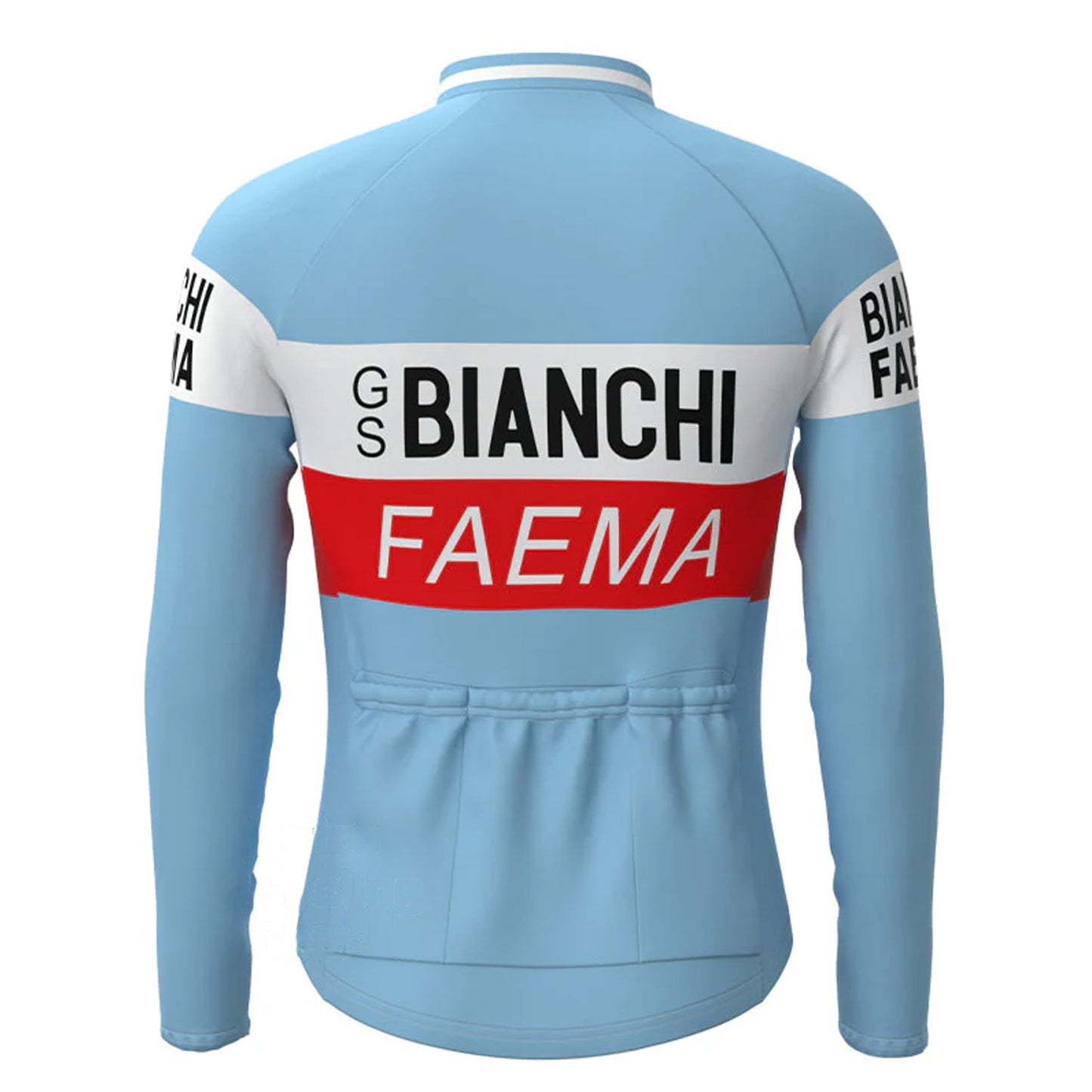 BIANCHI Rot Blau Vintage Langarm Radtrikot Passendes Set