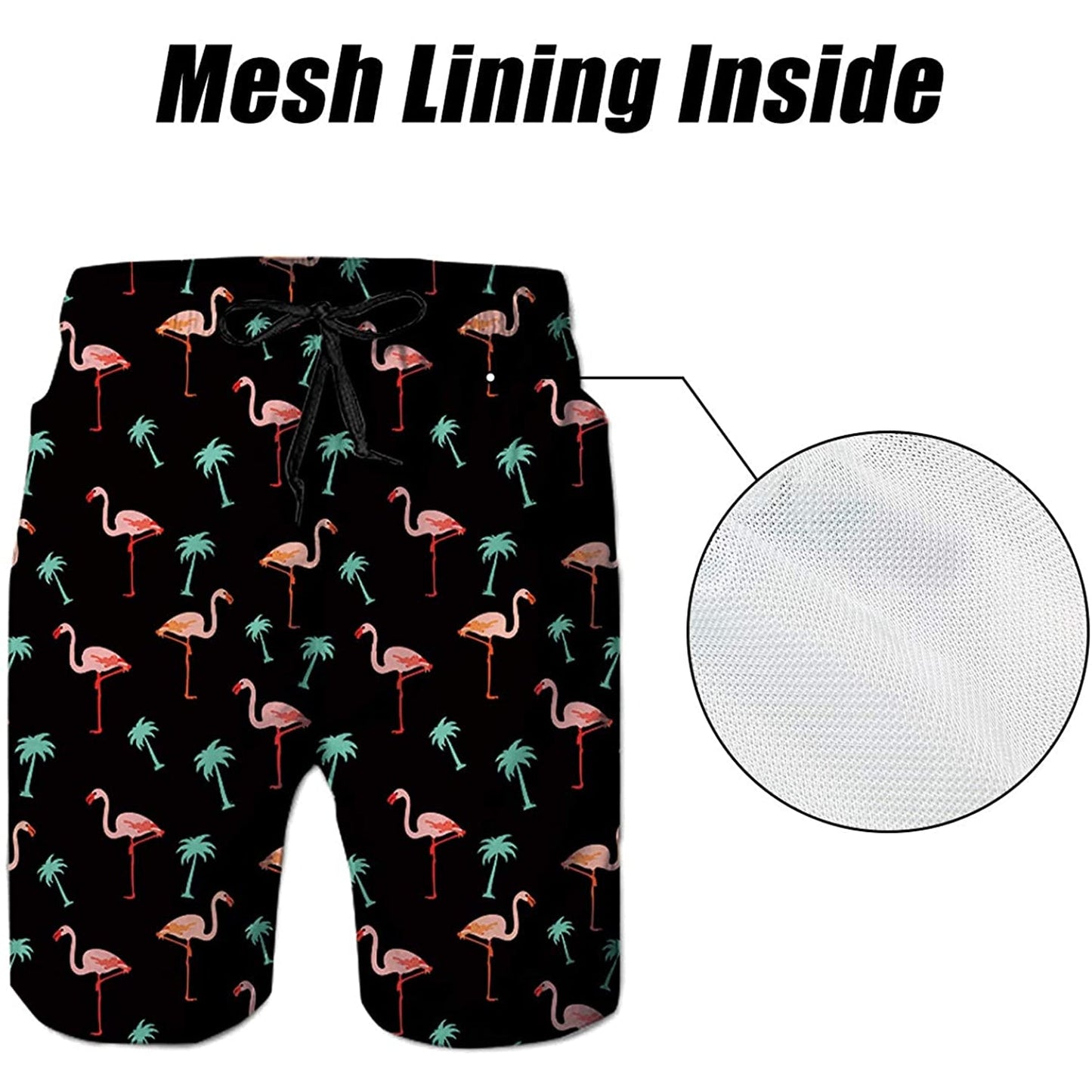 Lustige Badehose mit Palmen-Flamingos