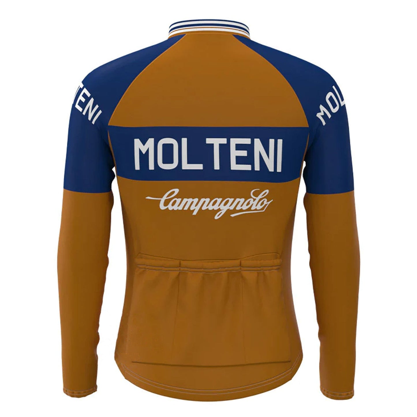 Molteni Bruin Blauw Vintage Lange Mouw Fietsshirt Top