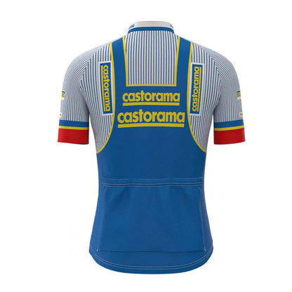 Castorama Blue Vintage Korte Mouw Fietsshirt Top