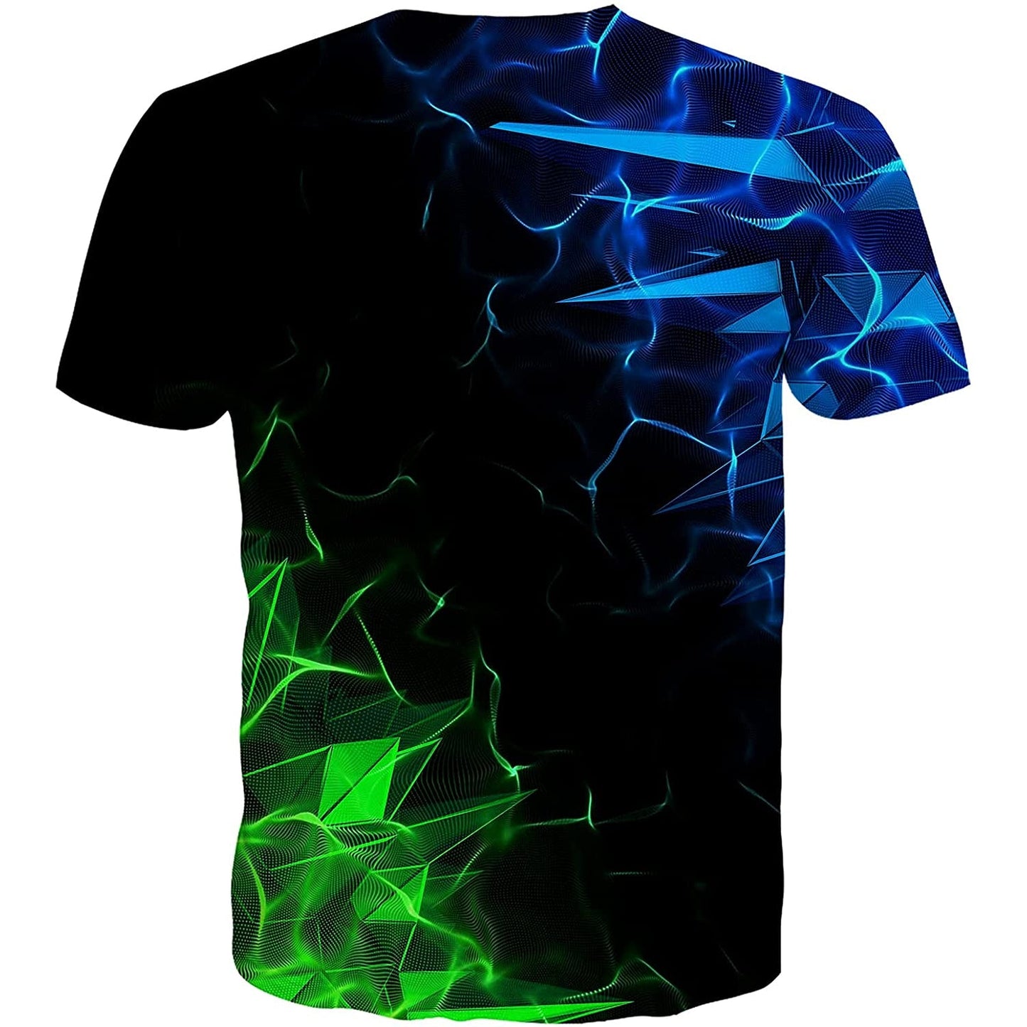 Lustiges T-Shirt mit blauer und grüner Geometrie