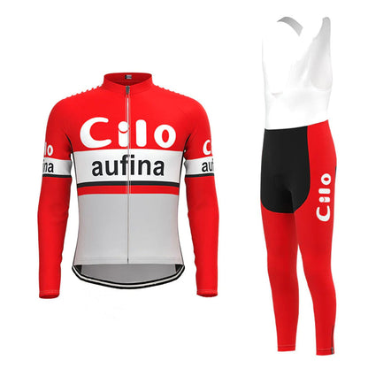 Cilo Aufina – Passendes Set aus rotem langärmeligem Radtrikot