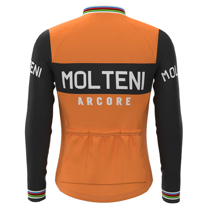 Molteni Oranje Lange Mouw Fietsshirt Bijpassende Set