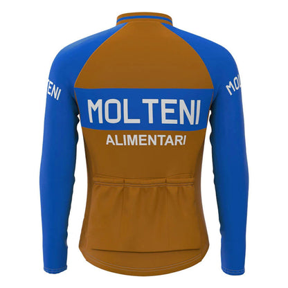 Molteni – Langärmliges Vintage-Radtrikot-Oberteil in Braun