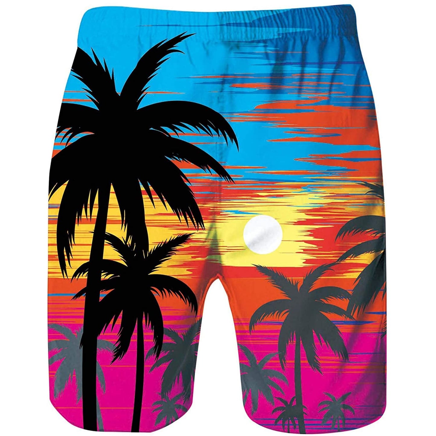 Sunset Palm Tree Funny Swim Trunks