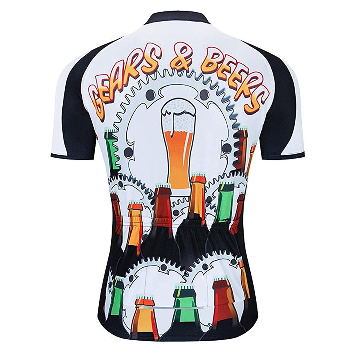 Gears &amp; Beers Heren Grappig MTB Korte Mouw Fietsshirt Top